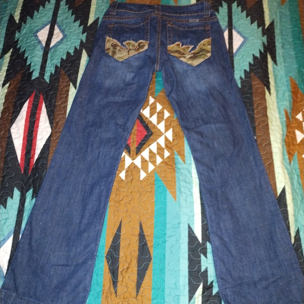 Cruel Girl Blue Flare Jeans with Embroidered Pockets